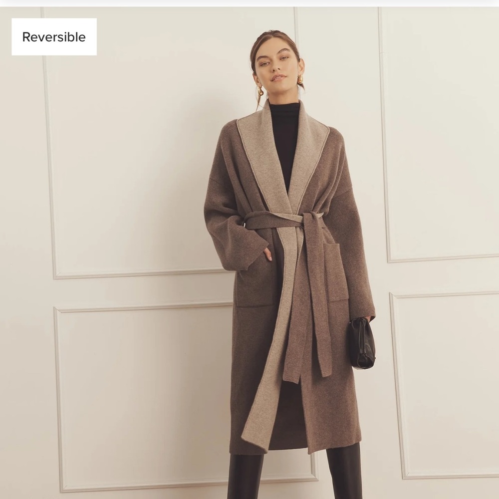 Naadam NWT Super Luxe Cashmere Double Faced Coat mocha/timber small